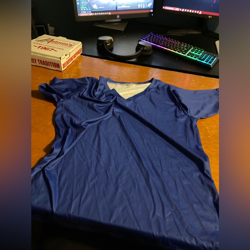 Blue Mens V neck